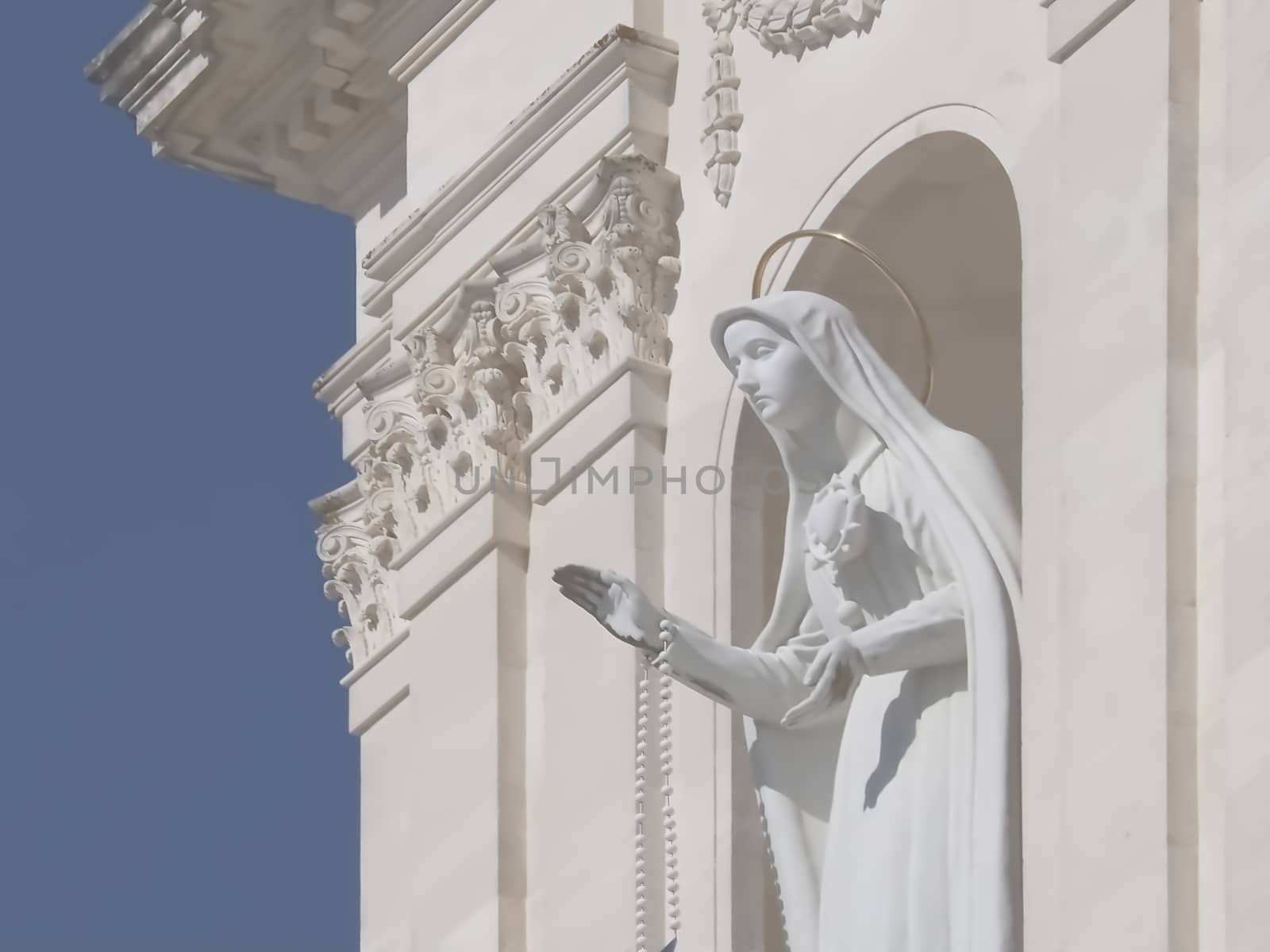 Cathedral of Fatima in Portugal near Lisboa with blue sky by Stimmungsbilder