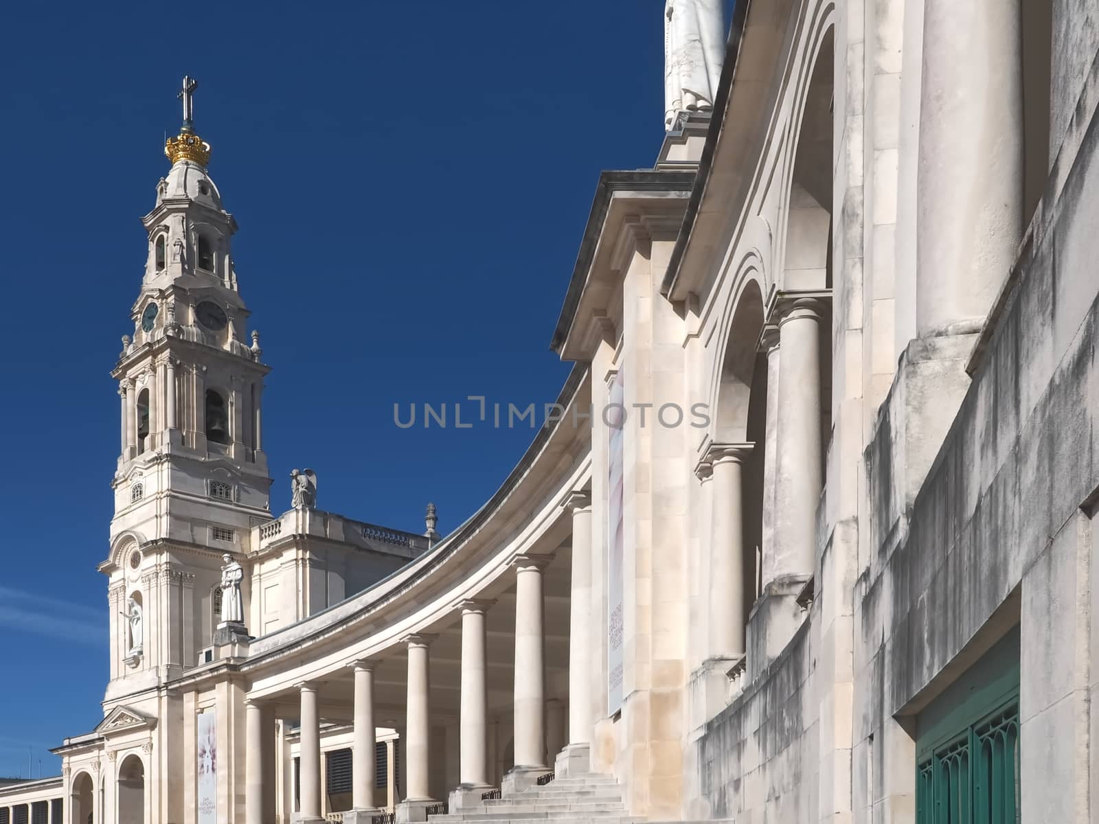 Cathedral of Fatima in Portugal near Lisboa with blue sky by Stimmungsbilder