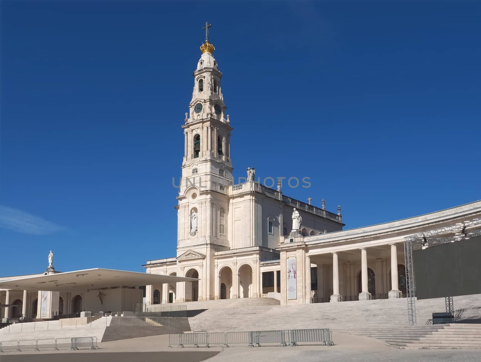 Cathedral of Fatima in Portugal near Lisboa with blue sky by Stimmungsbilder