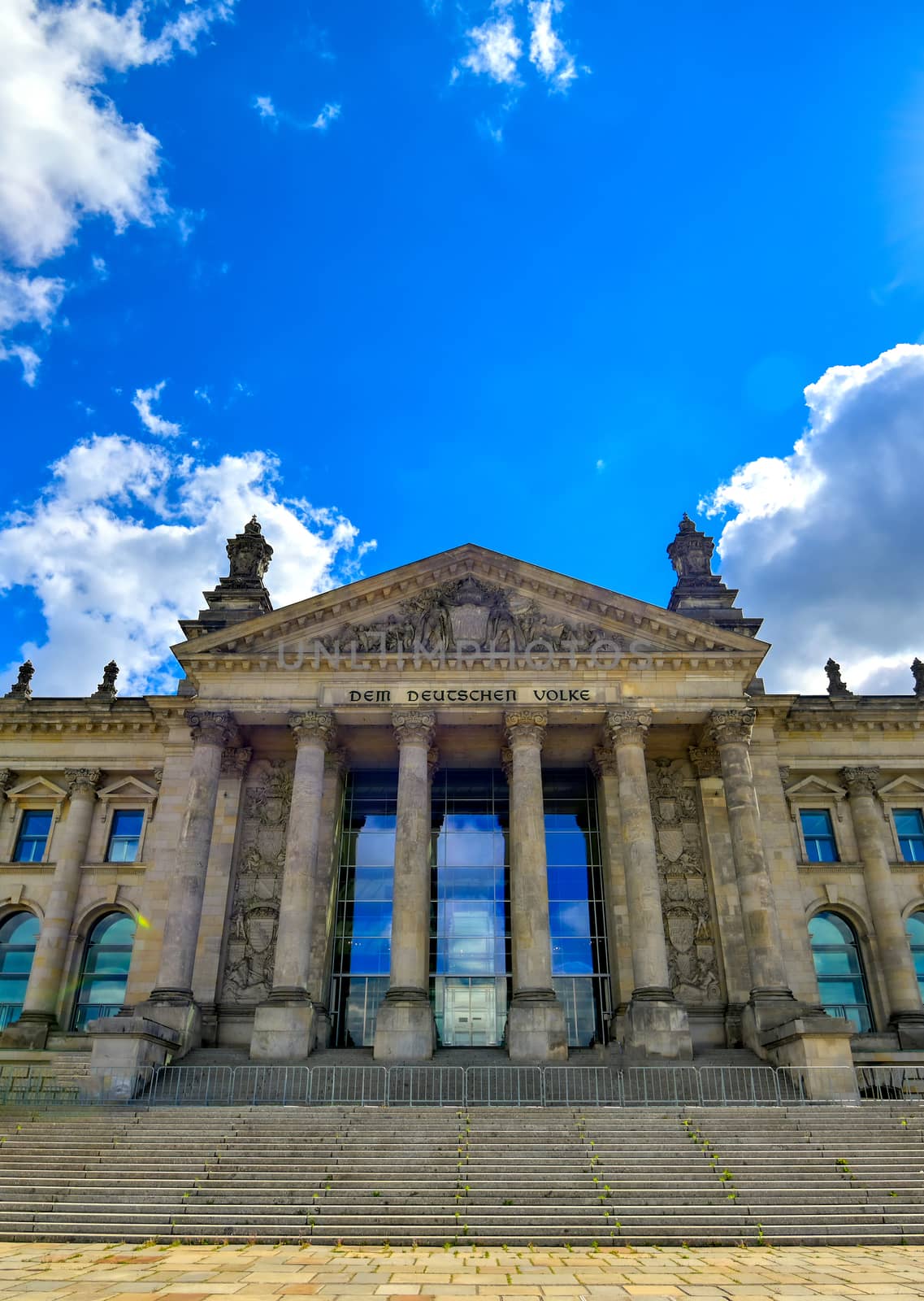 The Reichstag building located in Berlin, Germany which houses the German parliament, the Bundestag.