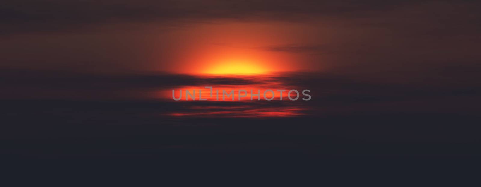 big large sun sunrise sunset, 3d render illustration