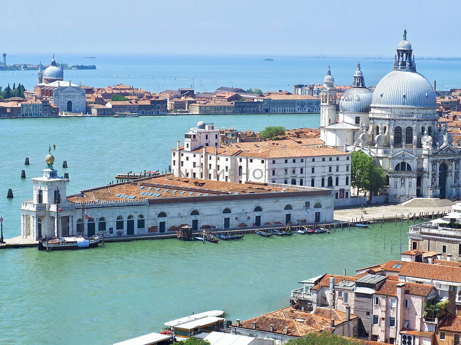 Aerial view of Santa Maria della Salute in Venice in Italy