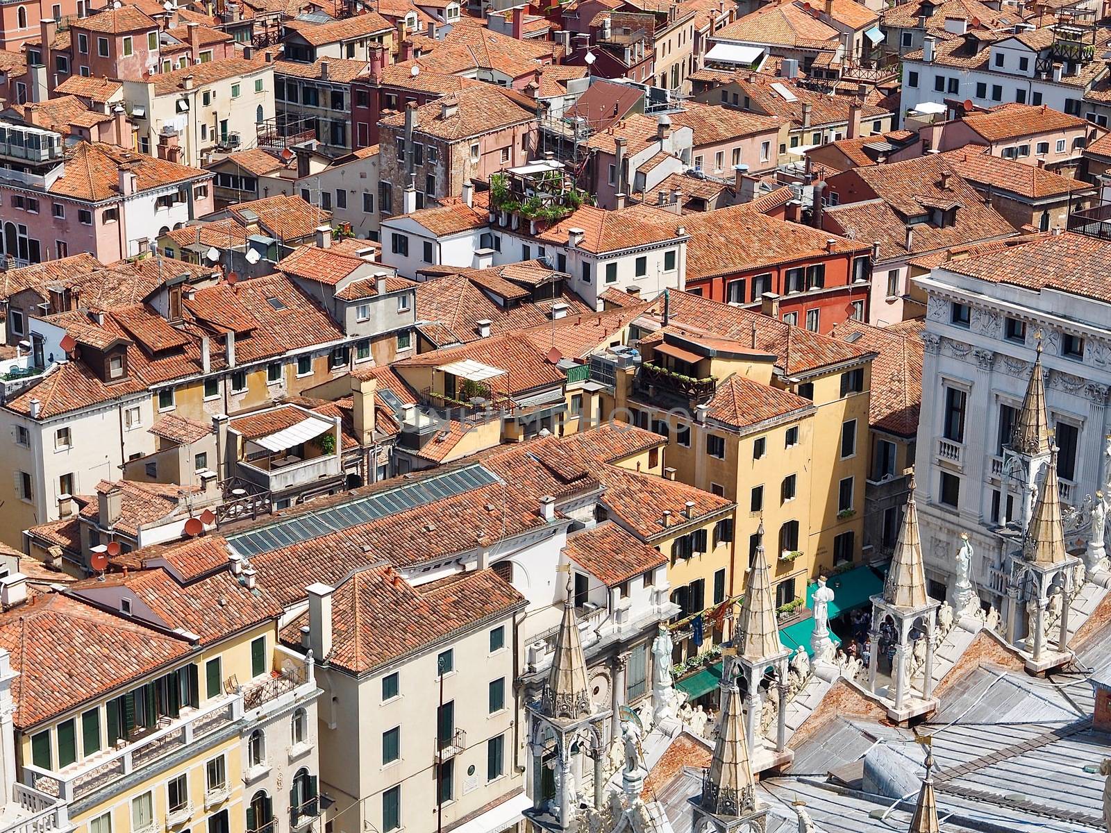 Aerial view from the Campanile in Venice to St. Marks square