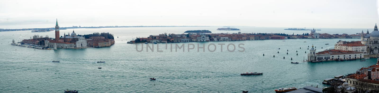 Panoramic view of San Giorgio Island and the Lido, in Venice, Veneto, Italy