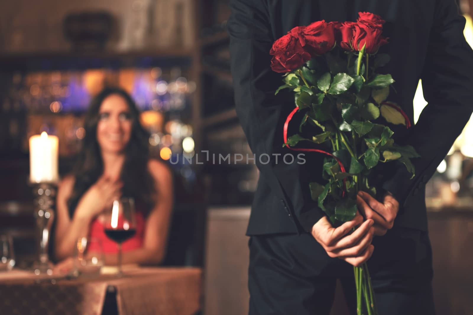 Romantic surprise in the restaurant by wdnet_studio