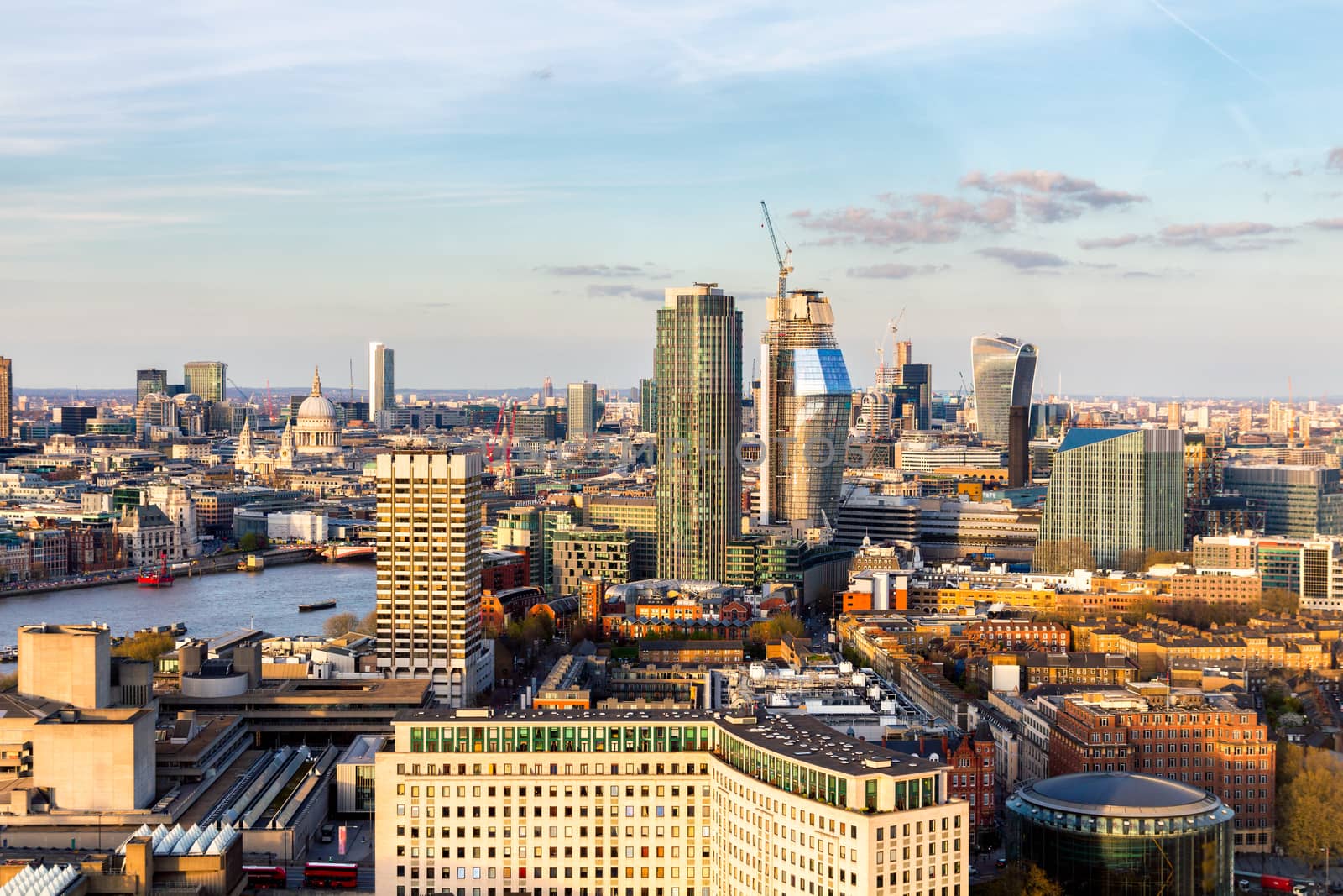 Aerial view of London and the River Thames, UK