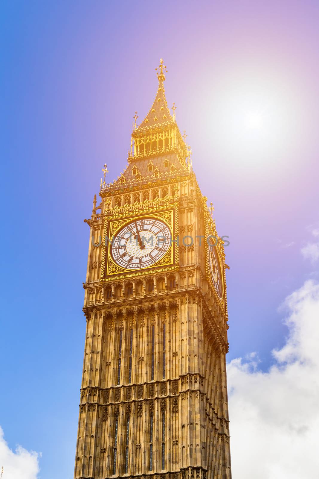 Big Ben, London, UK. A view of the popular London landmark, the clock tower known as Big Ben.