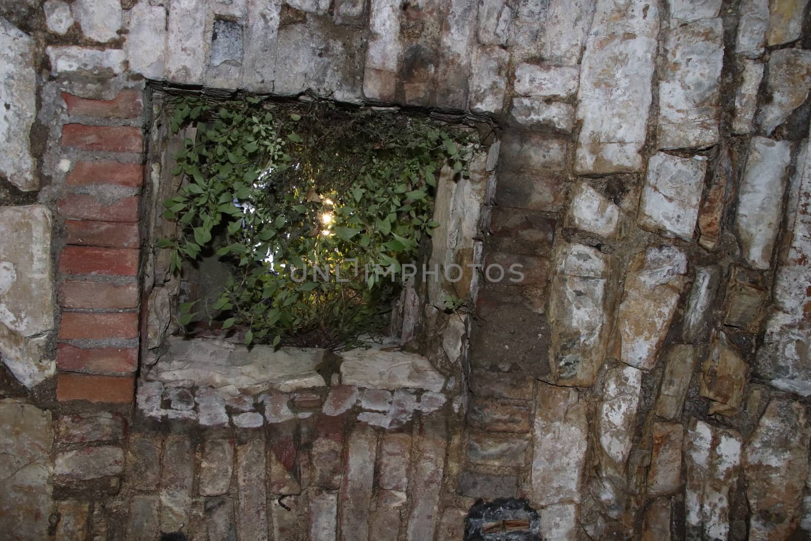 architectural detail in ancient castle in Brescia, a city in northern Italy