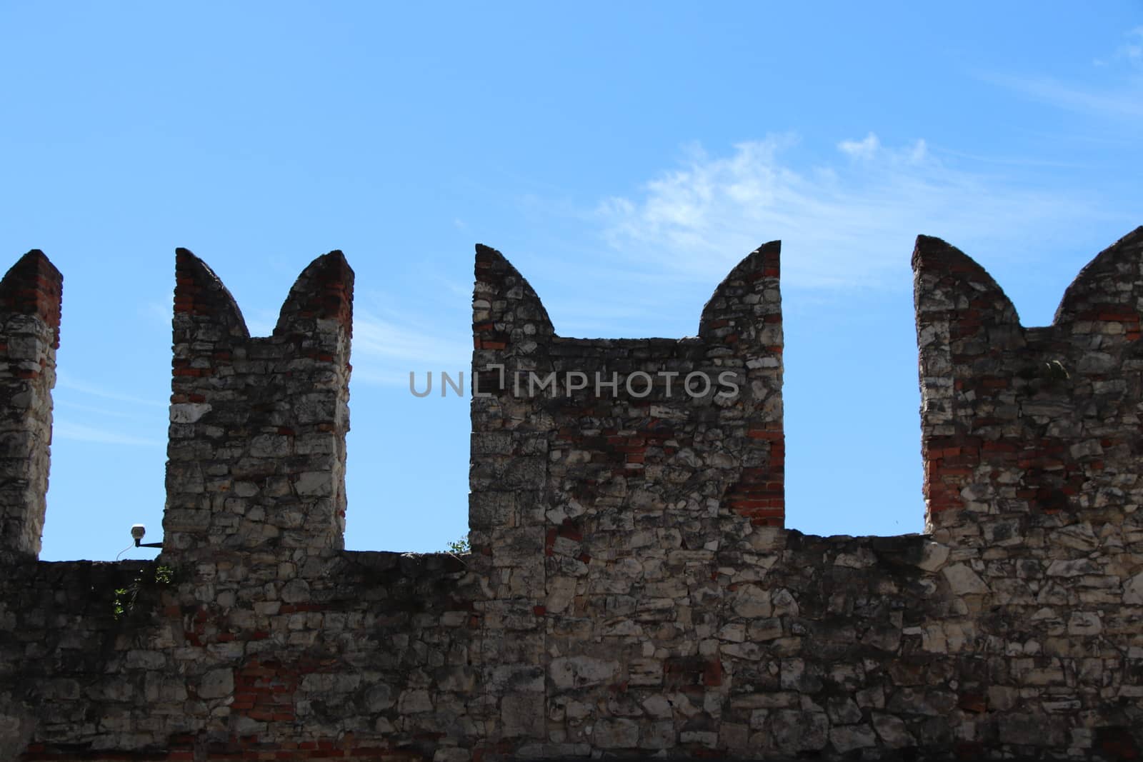 architectural detail in ancient castle in Brescia, a city in northern Italy