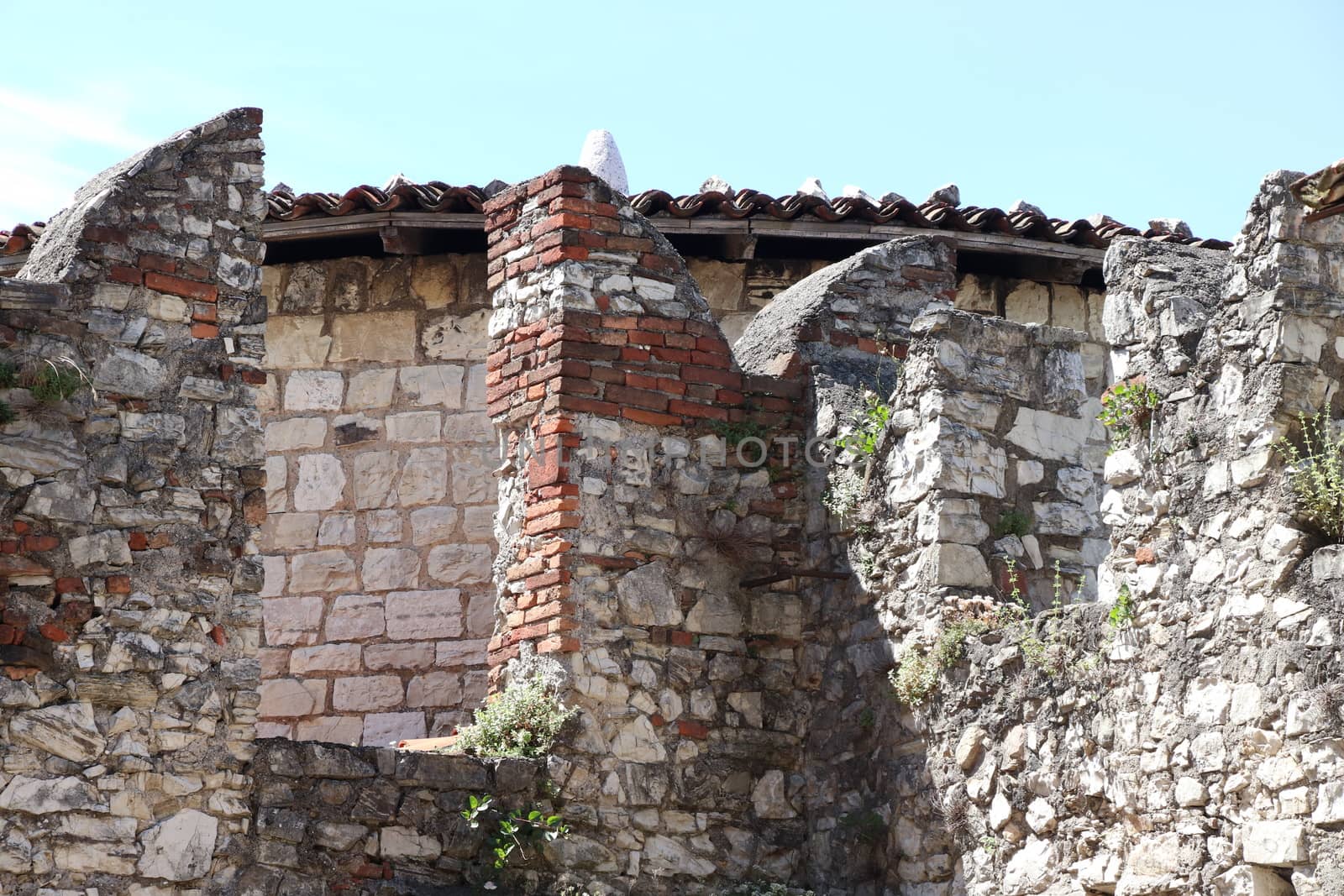 architectural detail in ancient castle in Brescia, a city in northern Italy