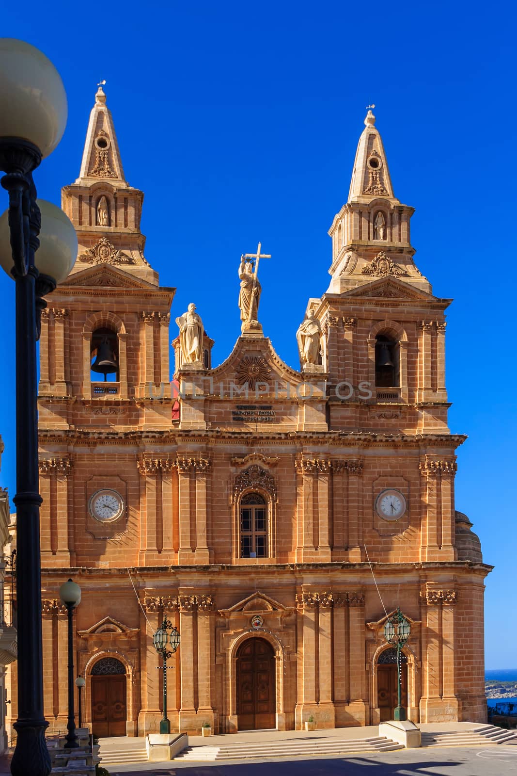 View of the facade of the Parish Church of Melliha, Malta