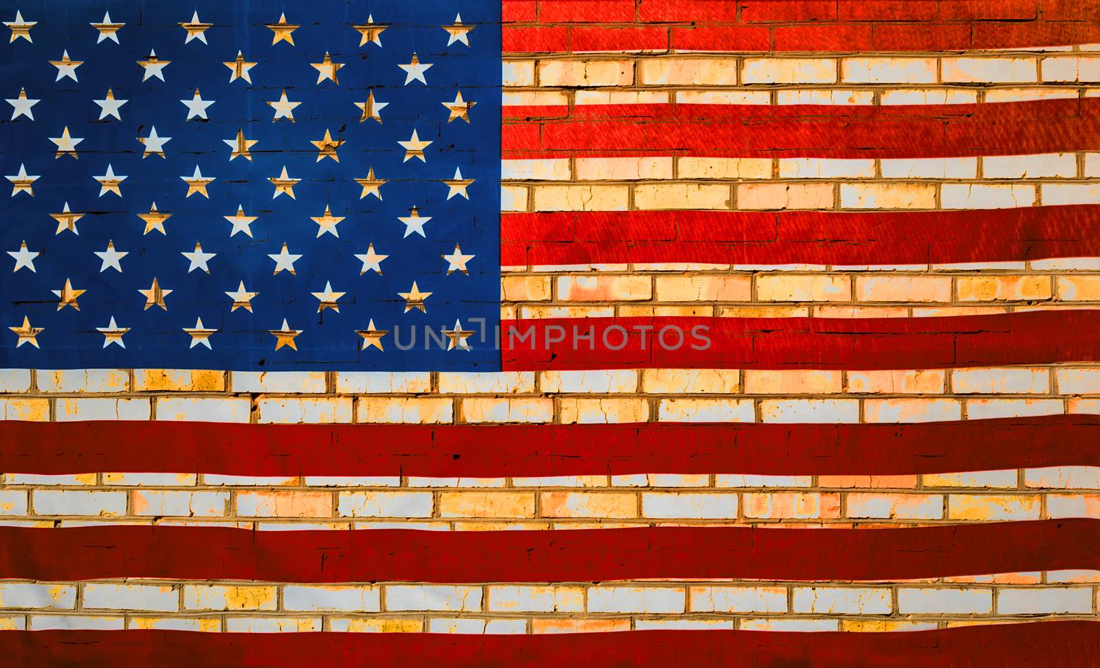 United States of America Flag of the USA brick wall background.