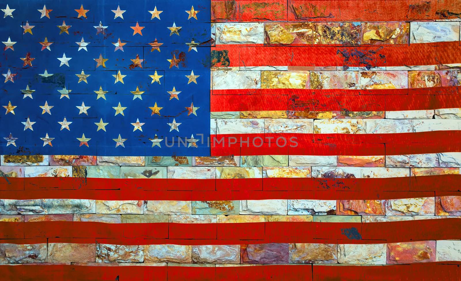 Texture United States of America Flag of the USA Wall Fence Ston by Vladyslav