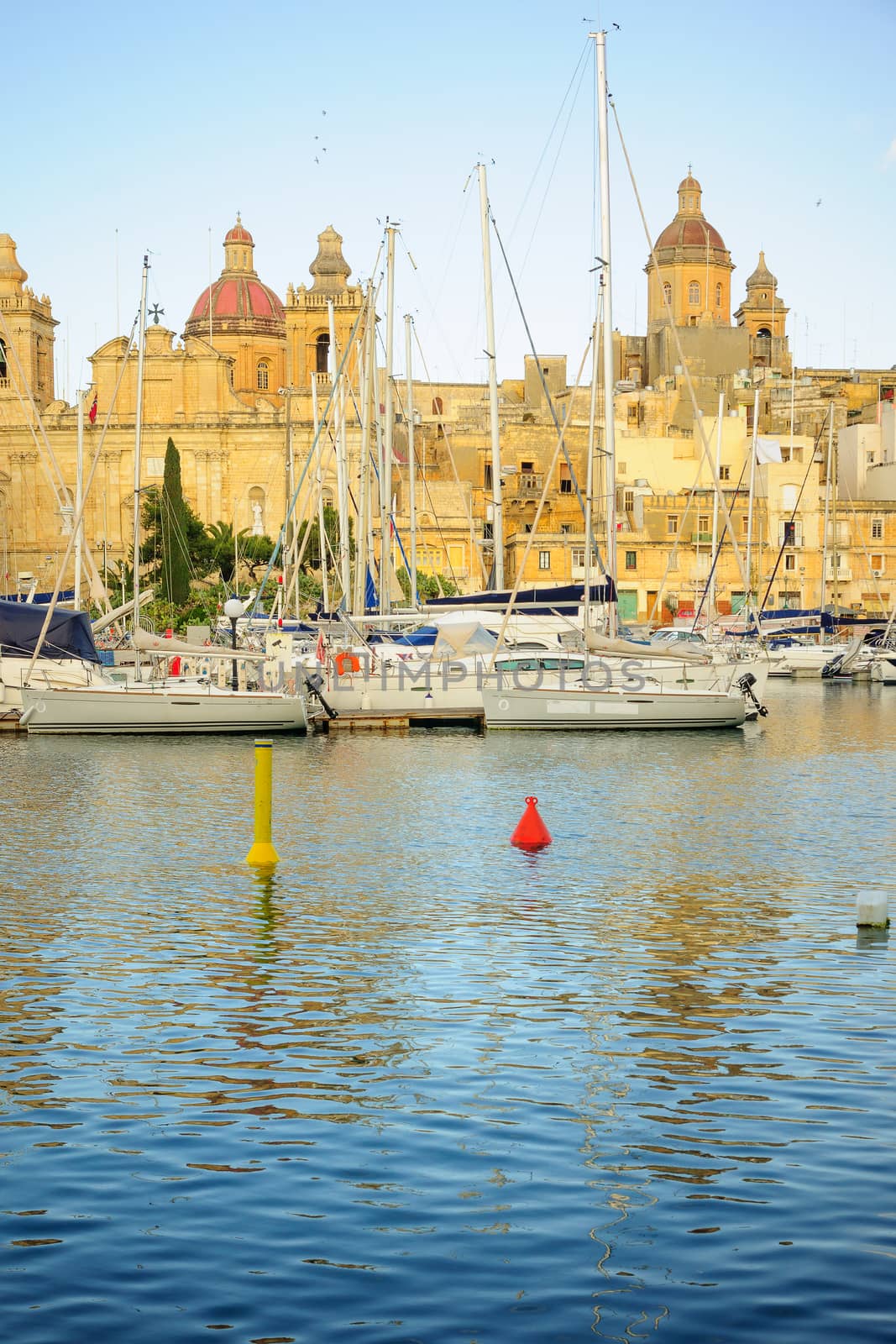 View of Senglea harbor, one of the three cities, Malta