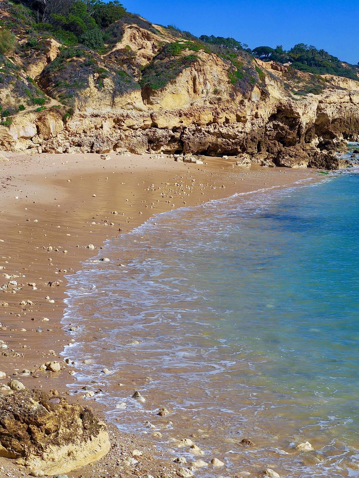 Beautiful seascape at Praia da Oura in Albufeira at the Algarve coast of Portugal