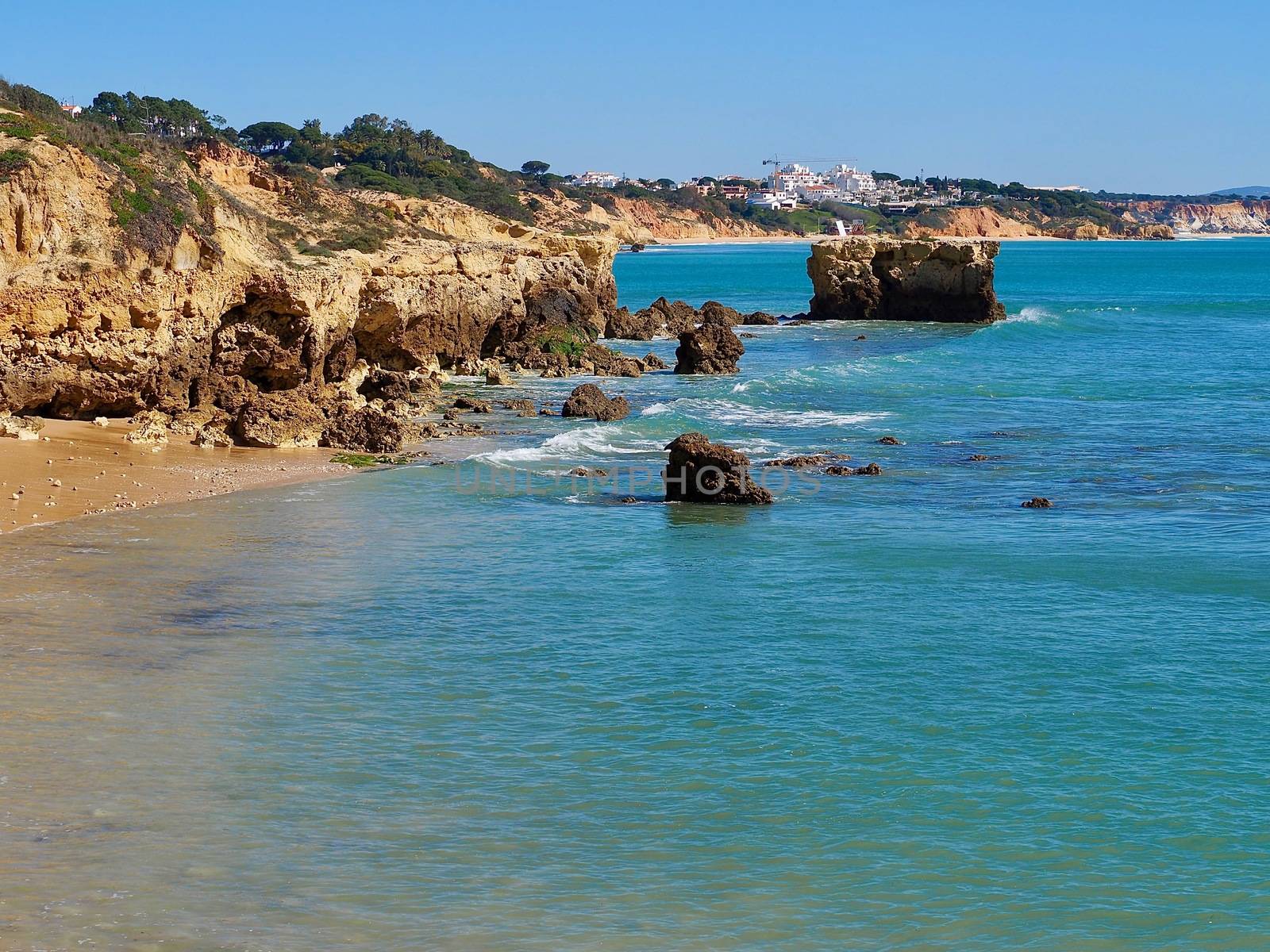 Romantic coast of Albufeira in Portugal with blue Atlantic ocean by Stimmungsbilder