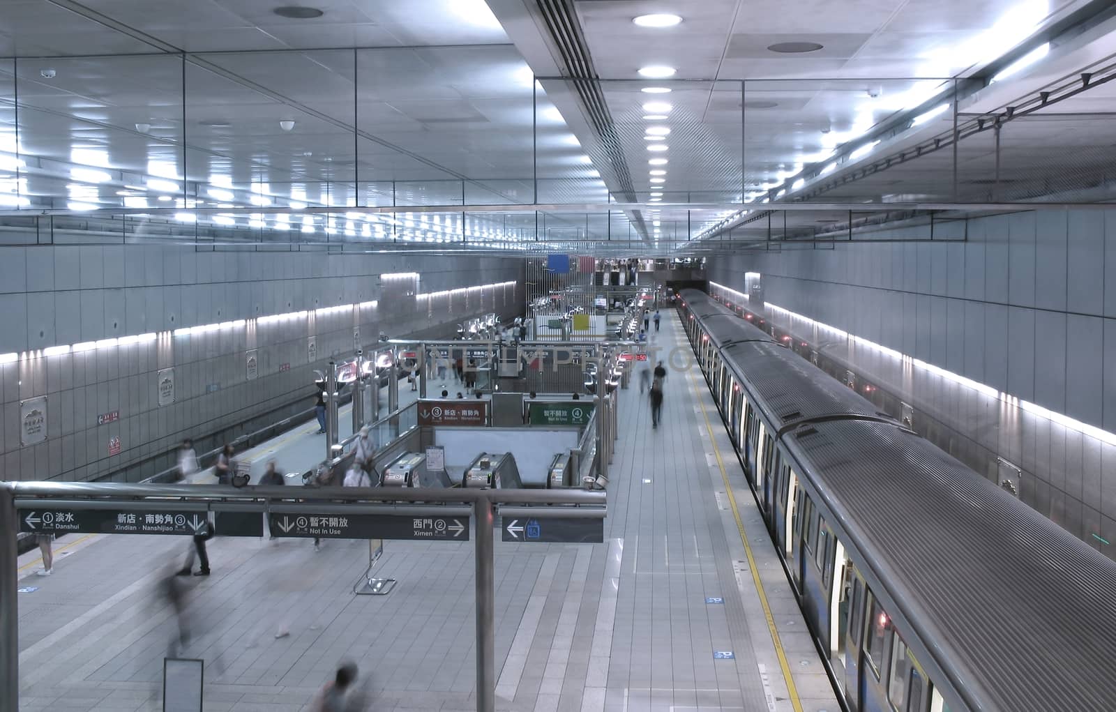 Underground station and train of the Taipei subway