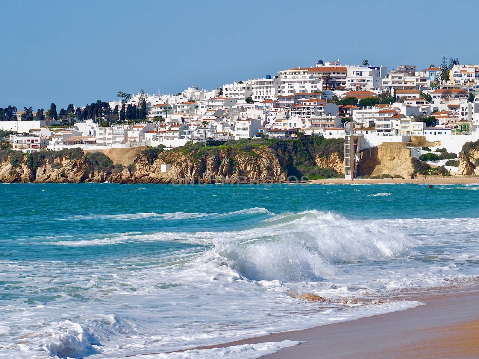 Cityscape and beach of Albufeira in Portugal by Stimmungsbilder