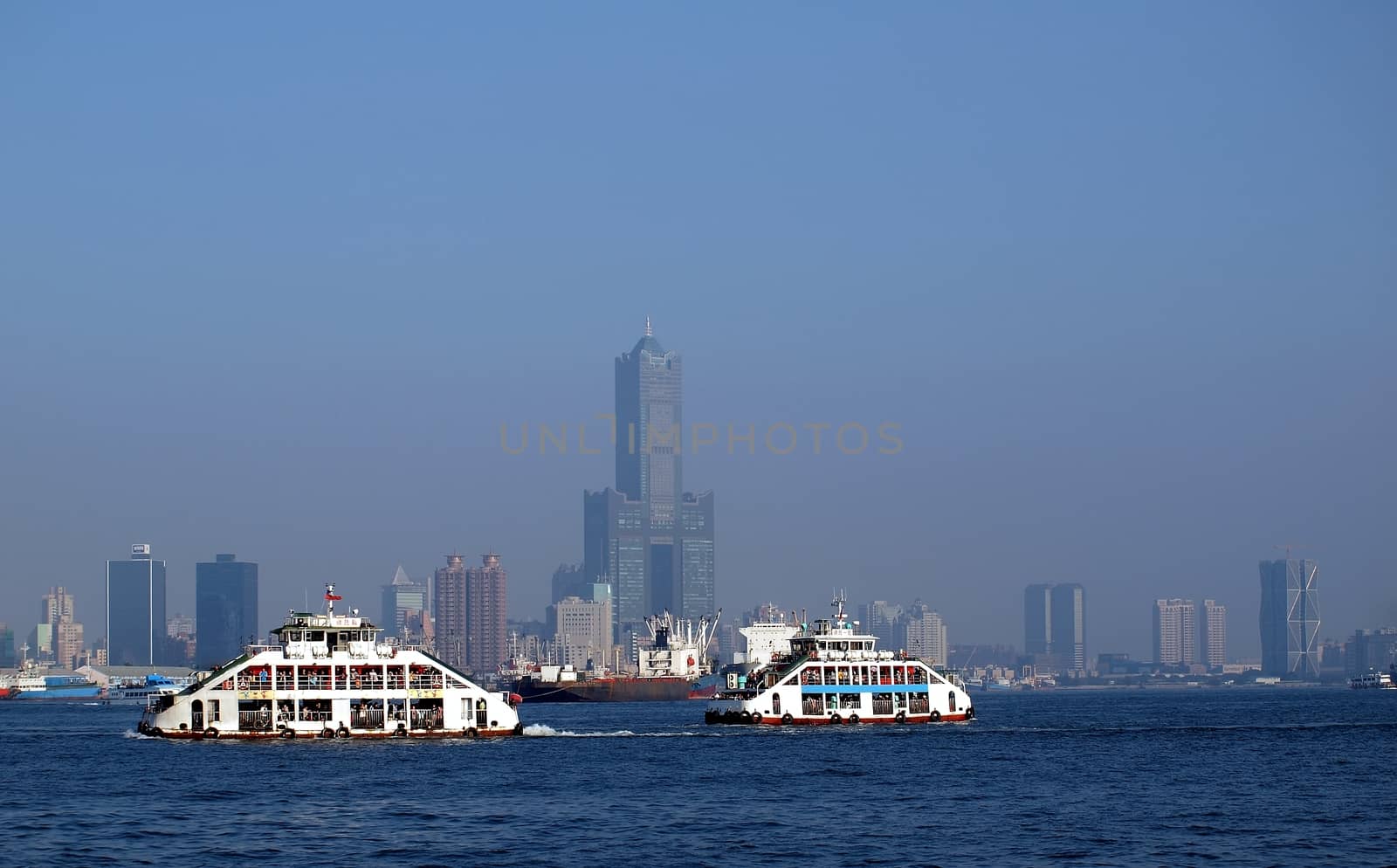 Kaohsiung Harbor Ferry Boat on the Way to Chijin Island by shiyali