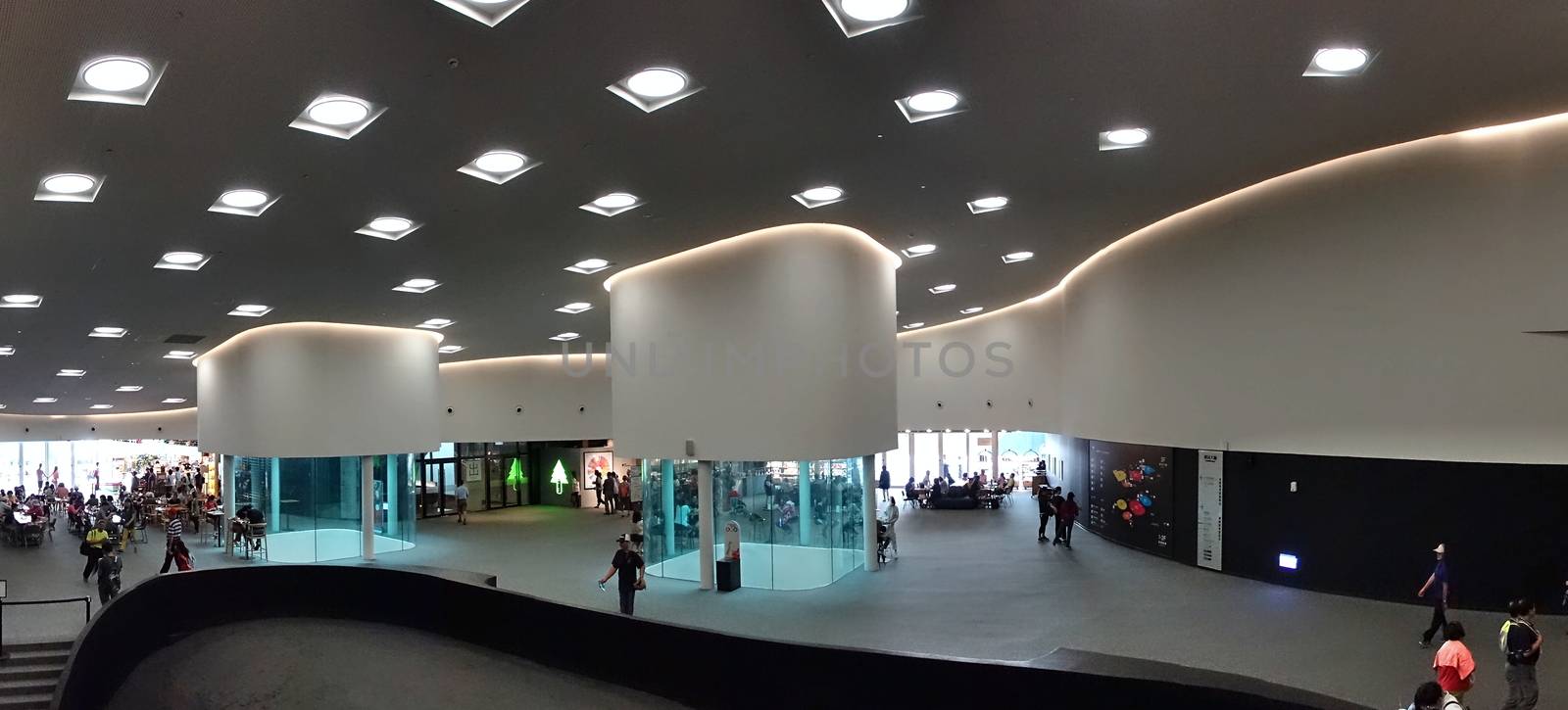 KAOHSIUNG, TAIWAN -- APRIL 14, 2019: The restaurant area of the recently completed National Center for the Performing Arts located in the Weiwuying Metropolitan Park