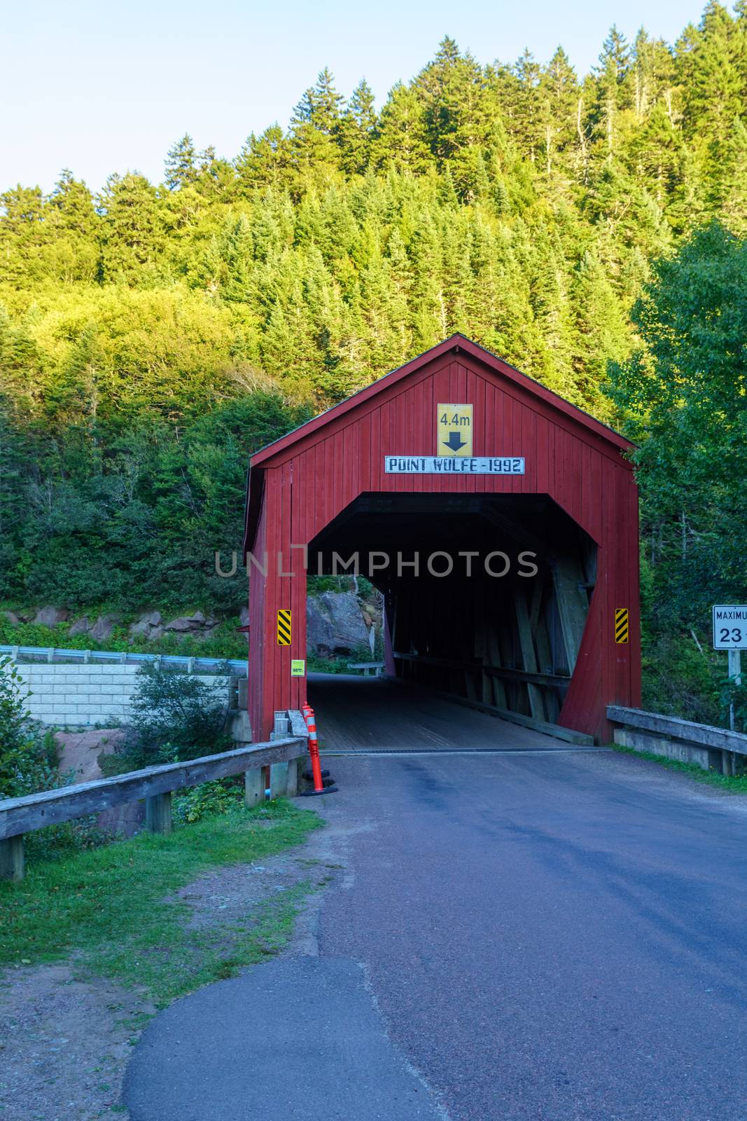 View of the Point Wolfe Covered Bridge, in Fundy National Park, New Brunswick, Canada