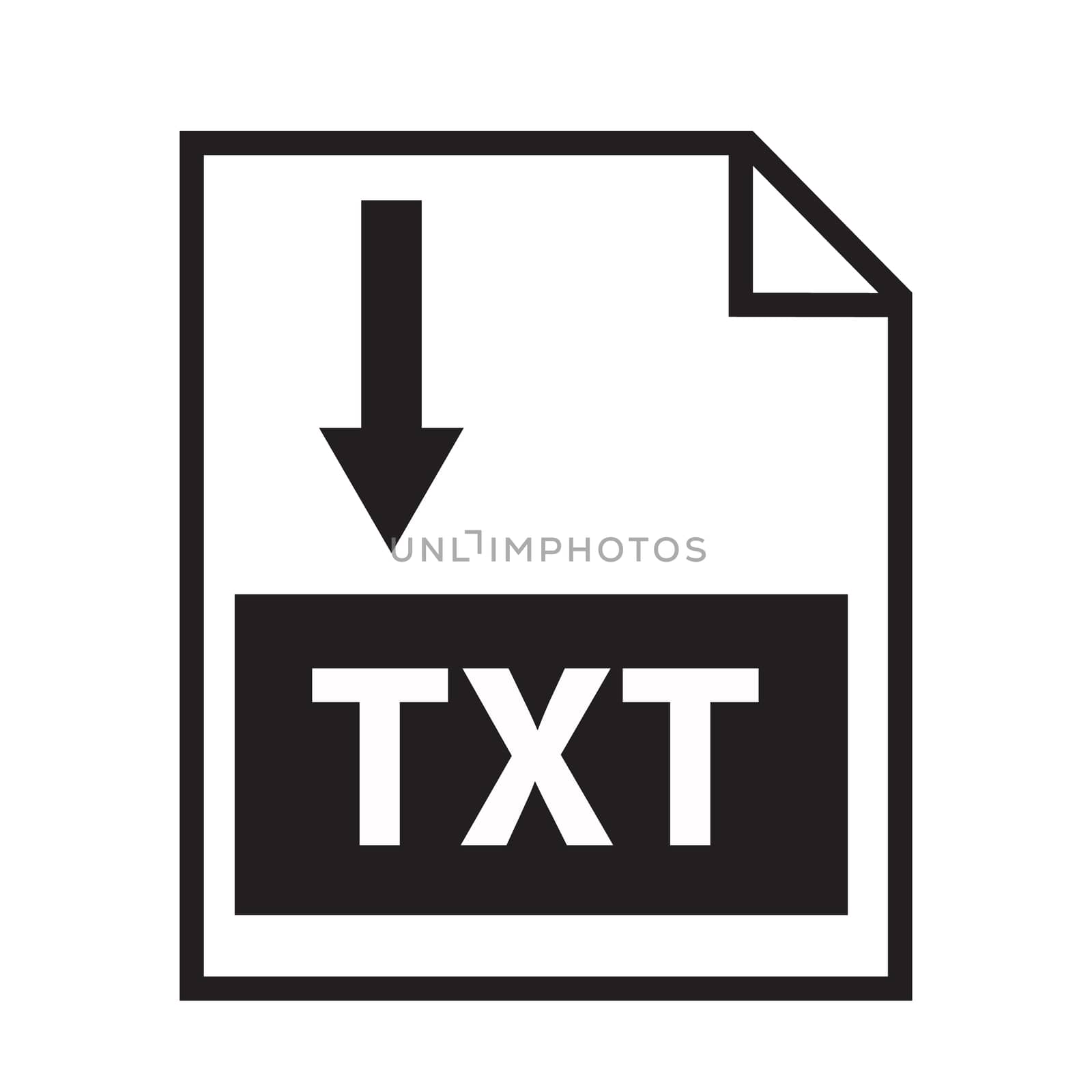 download text icon on white background. download text sign. flat by suthee