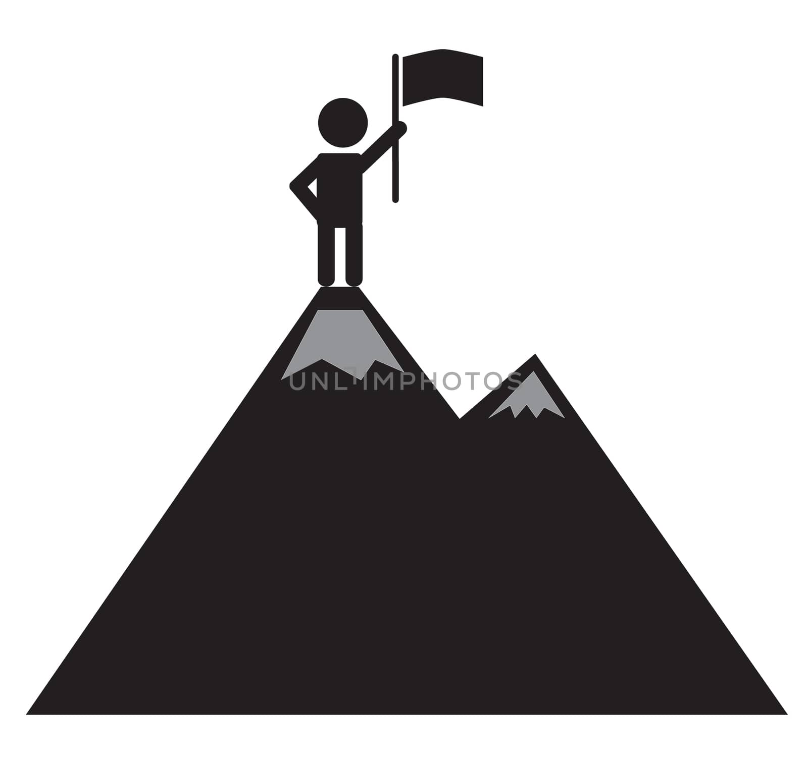 a man on the mountain top icon on white background. achievement  by suthee