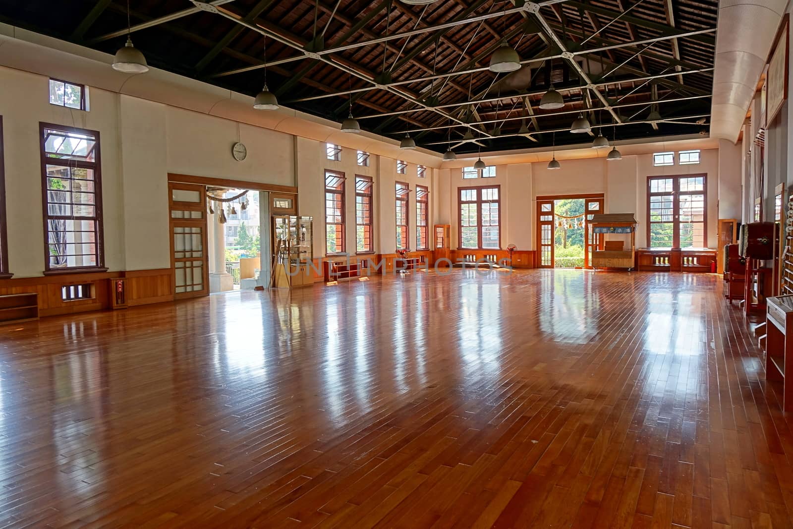 KAOHSIUNG, TAIWAN -- APRIL 29, 2017: Interior view of the Wu De Martial Arts Hall, which was originally built by the Japanese colonial government in 1924.