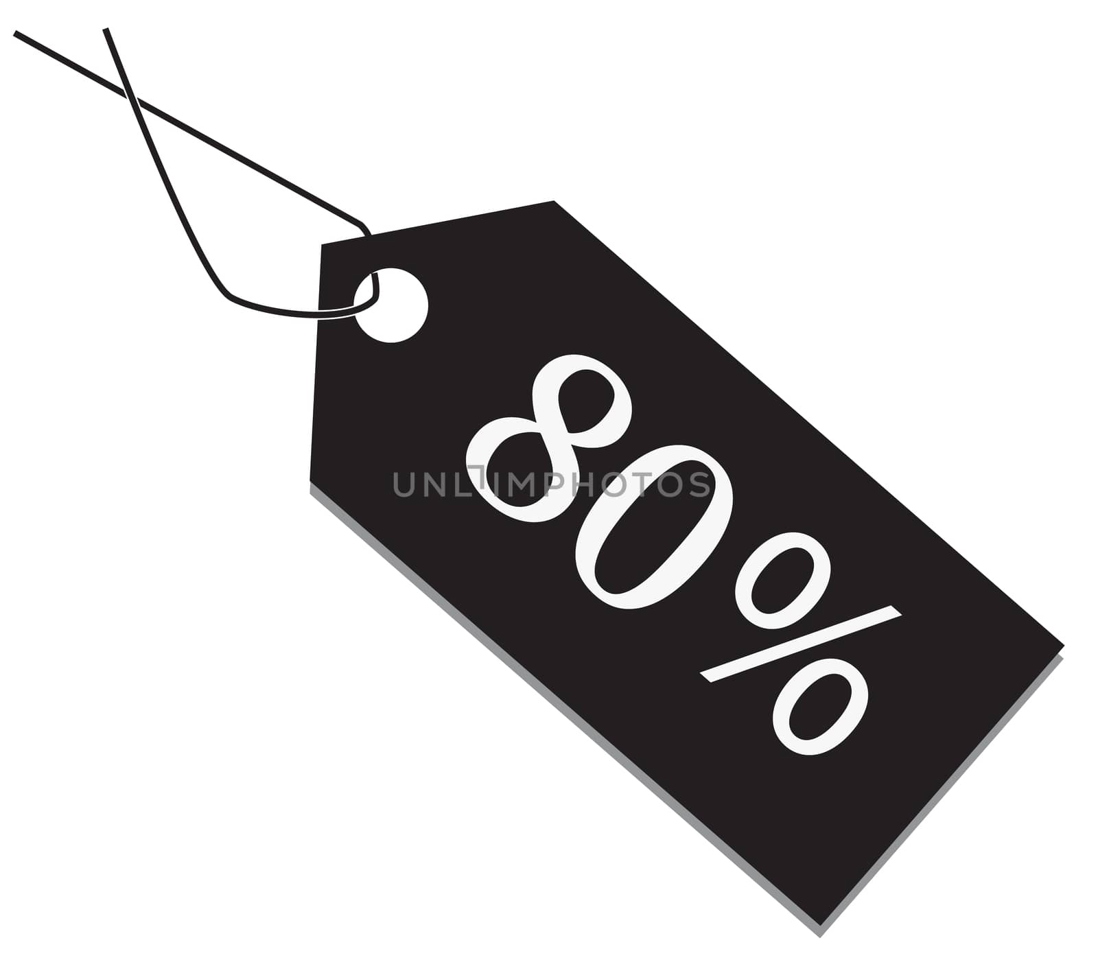 80 percent tag on white background. 80 percent discount icon. sale 80 percent sign.