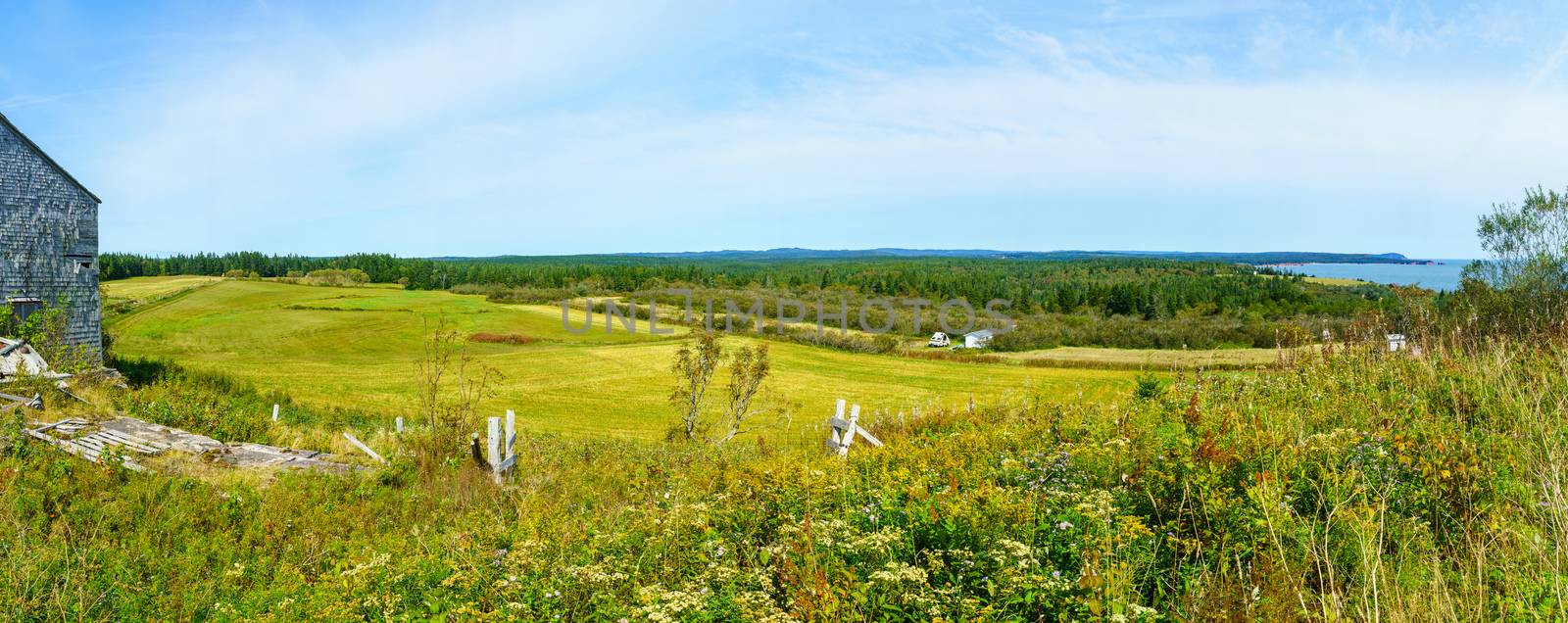 Panoramic view of countryside in Gardner Creek, New Brunswick, Canada