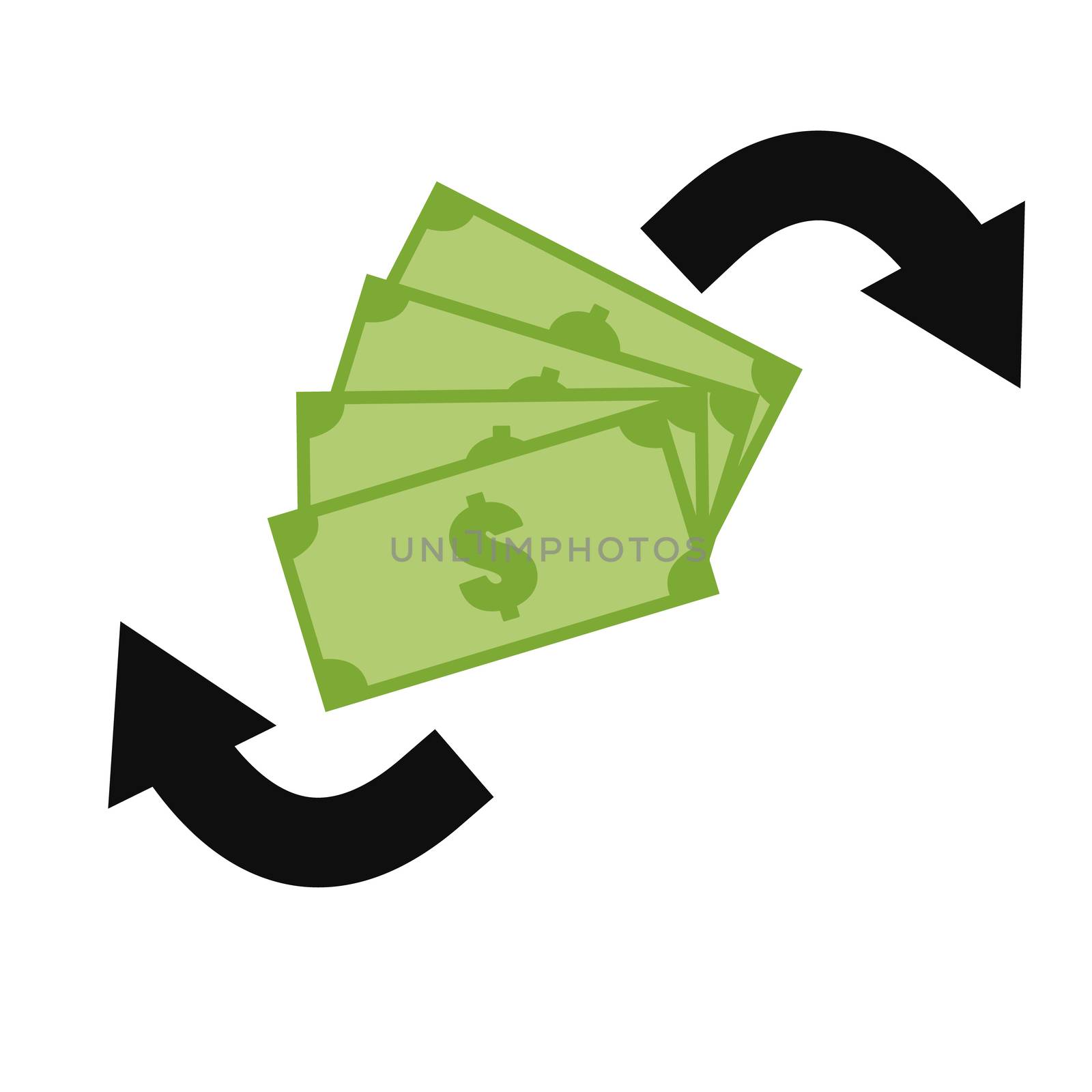 money exchange icon on white background. money exchange green si by suthee