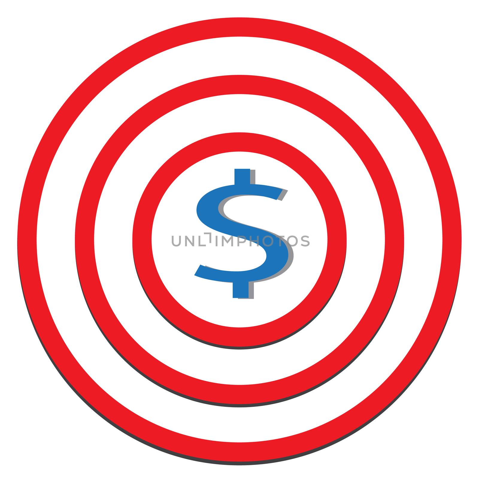 dollar target icon on white background. dollar target sign.  by suthee