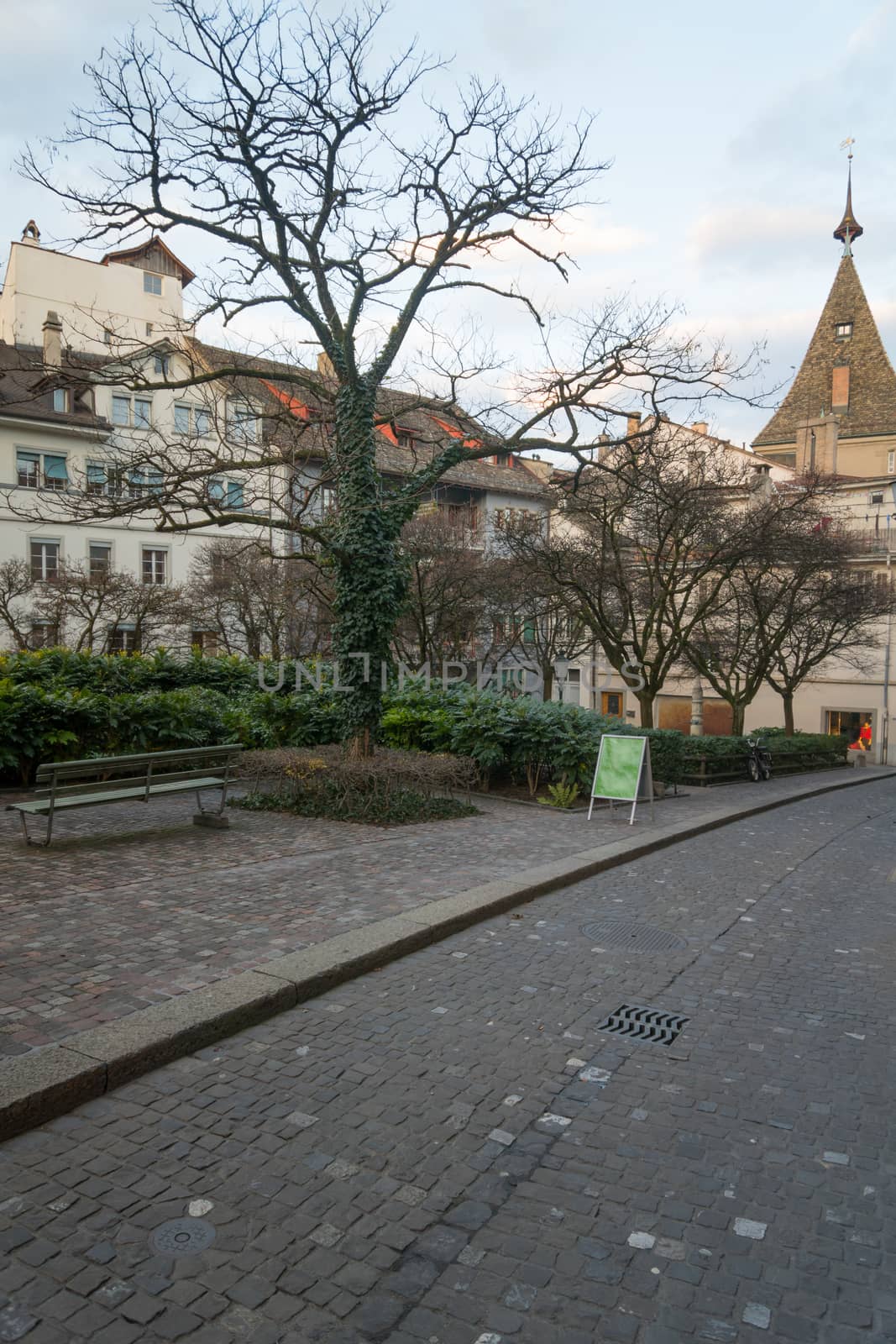 Street scene in the Old Town (Altstadt), in Zurich, Switzerland