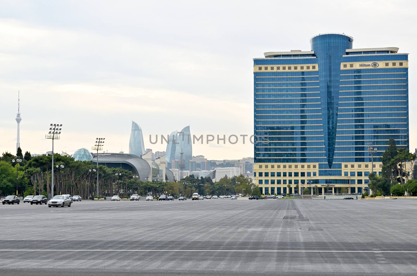 Freedom"Azadlig" Square in Baku. Hilton Hotel by moviephoto