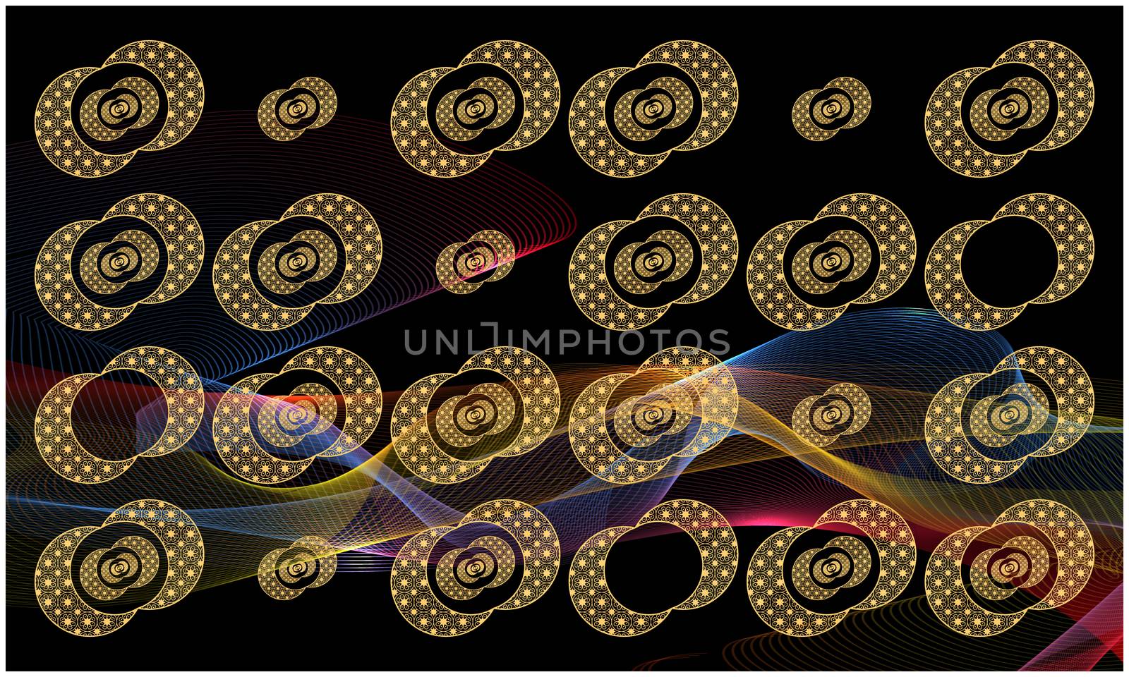 digital textile design of gold ornament art