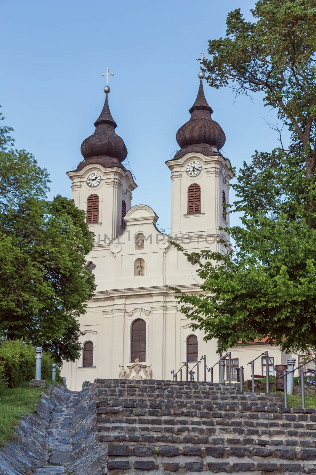 View of Tihany Abbey at Lake Balaton in Hungary by Digoarpi