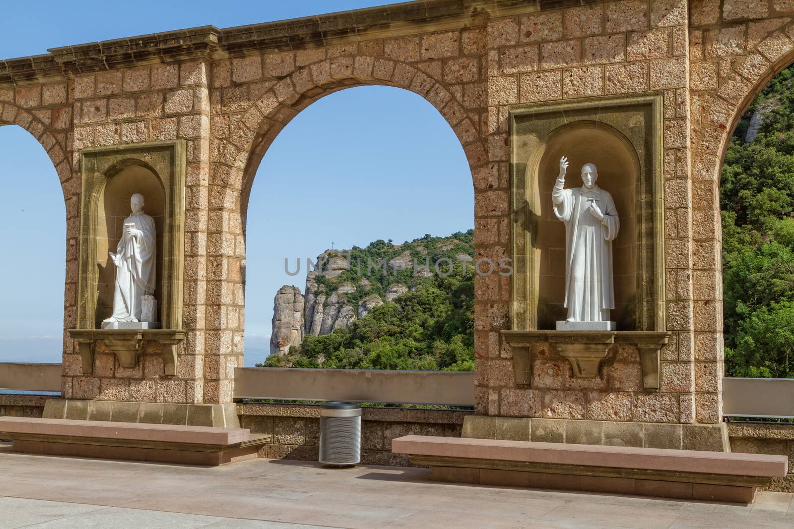 Santa Maria de Montserrat is a Benedictine abbey located on the mountain Montserrat near Barcelona, Catalonia, Spain 15 July 2010