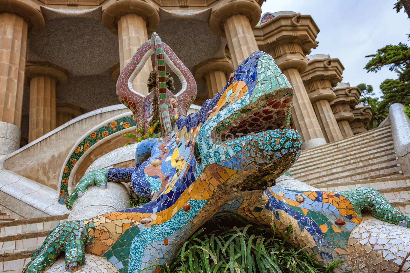 Dragon salamandra of gaudi mosaic in park guell of Barcelona of  by Digoarpi