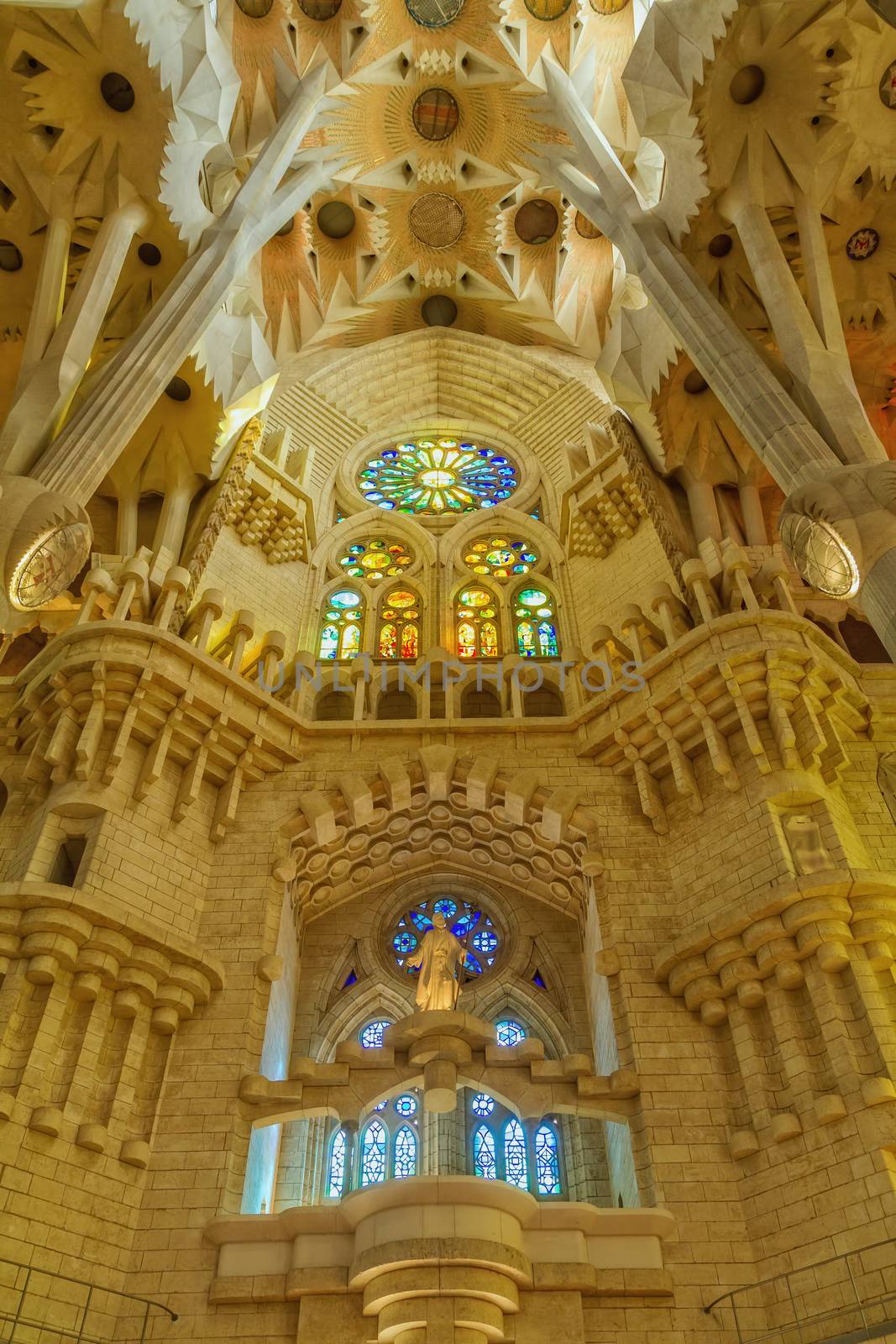 Indoor detail of famous church from Barcelona of Spain, 05 Juny  by Digoarpi