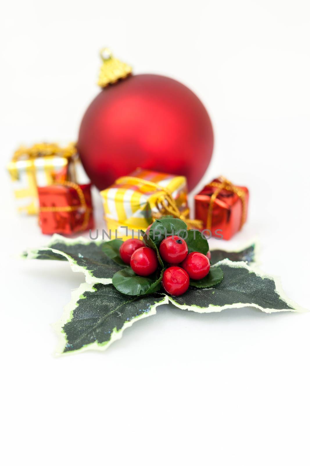 Isolated beautiful Christmas ornaments  by Digoarpi