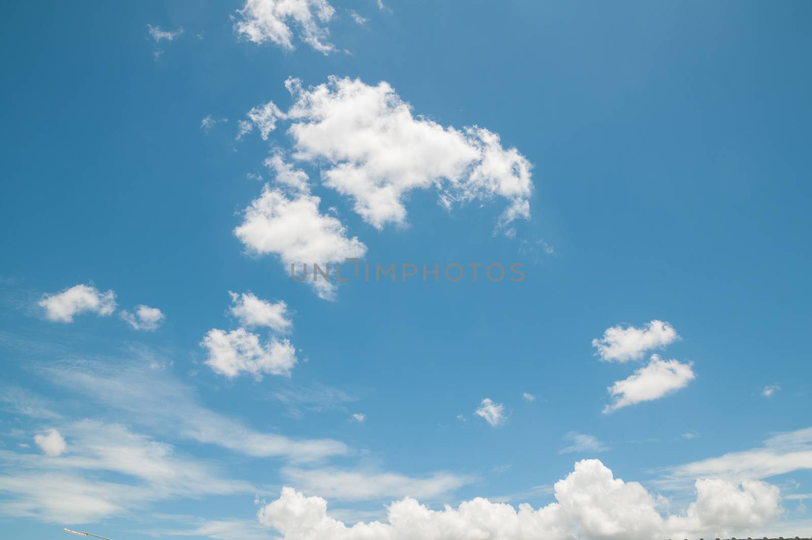 Blue sky with white cloud on summer time as Natural Environment  by thampapon