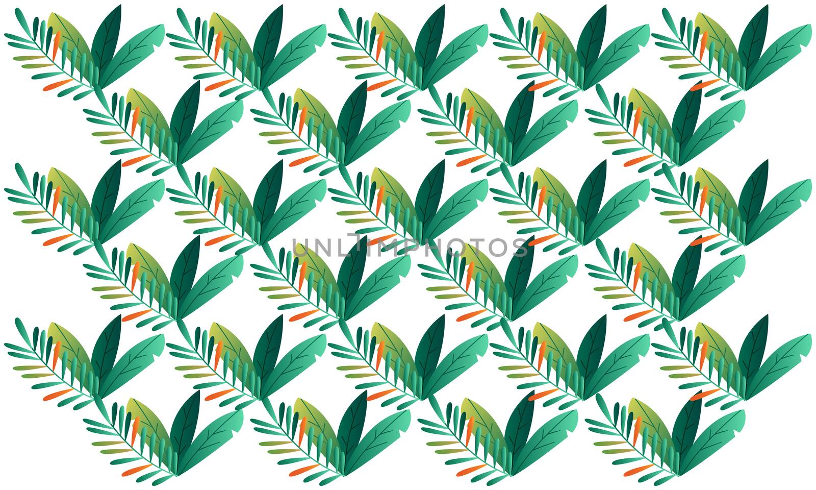 digital textile design of various leaves
