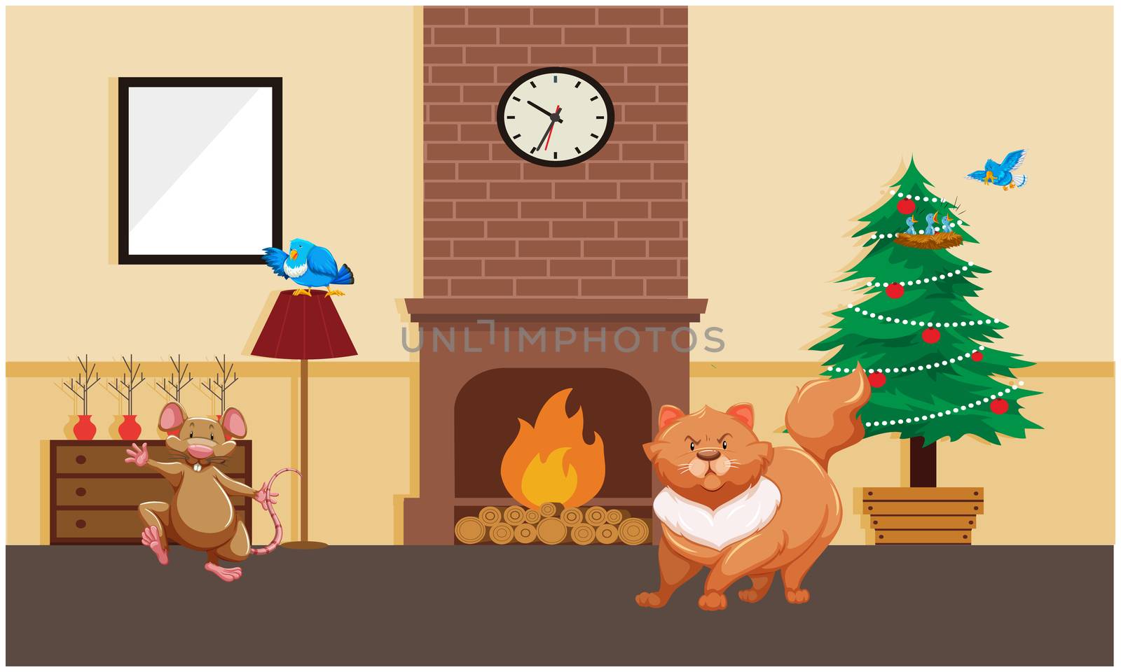 domestic animals playing at home by aanavcreationsplus