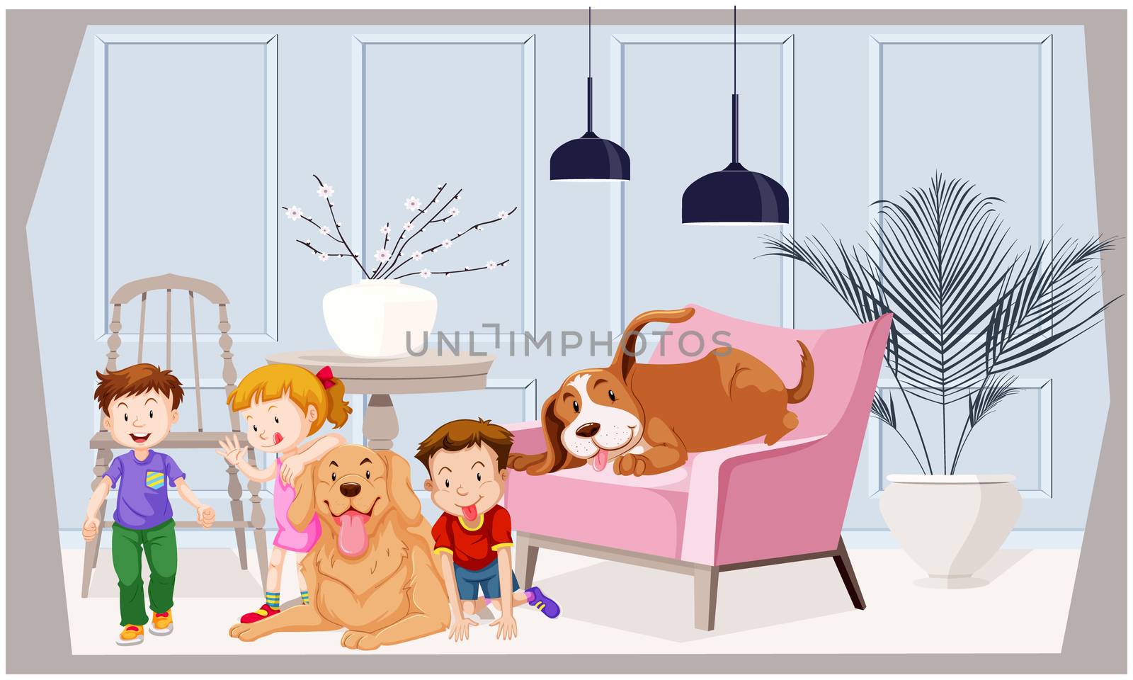 kids are playing with animals at home by aanavcreationsplus