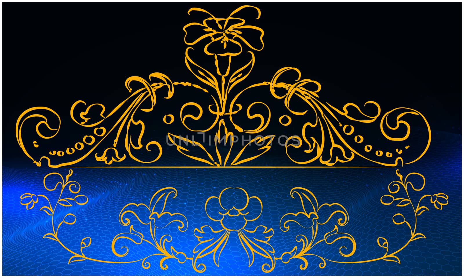 digital textile design of gold art