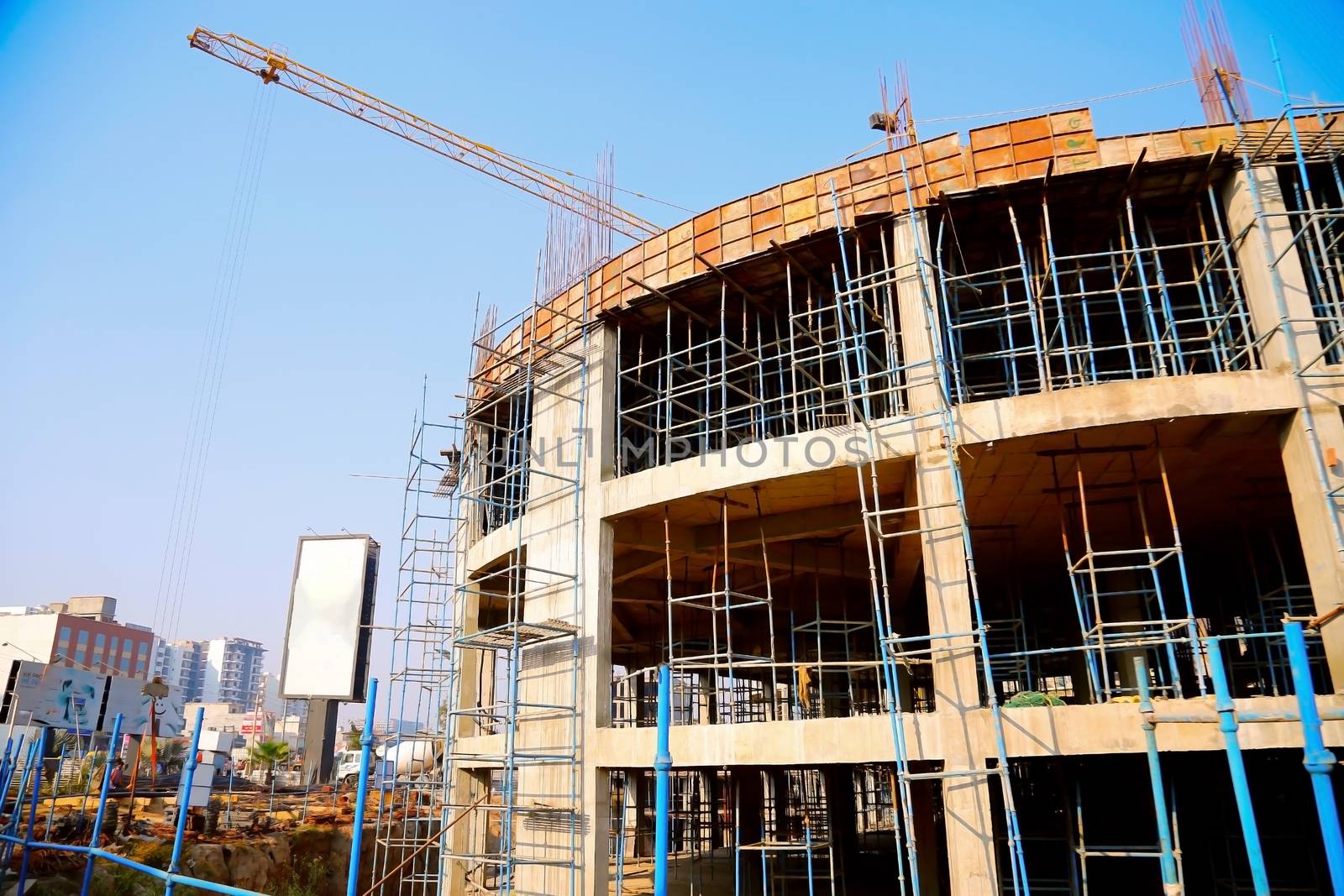 Hyderabad, India - June 2019 : new construction of building in Hyderabad