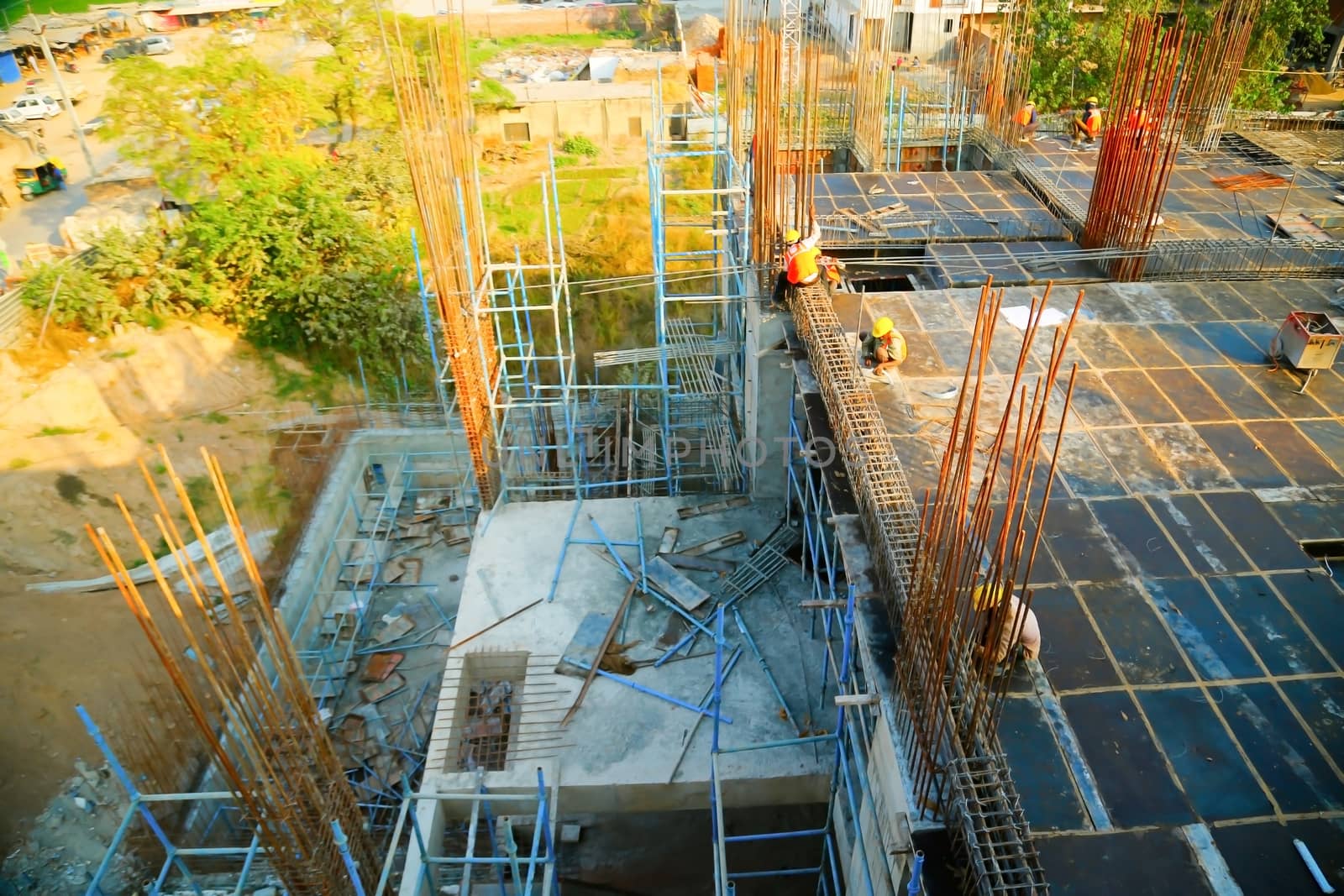 mysore, India - march 2017 : Top View of new construction of building in mysore