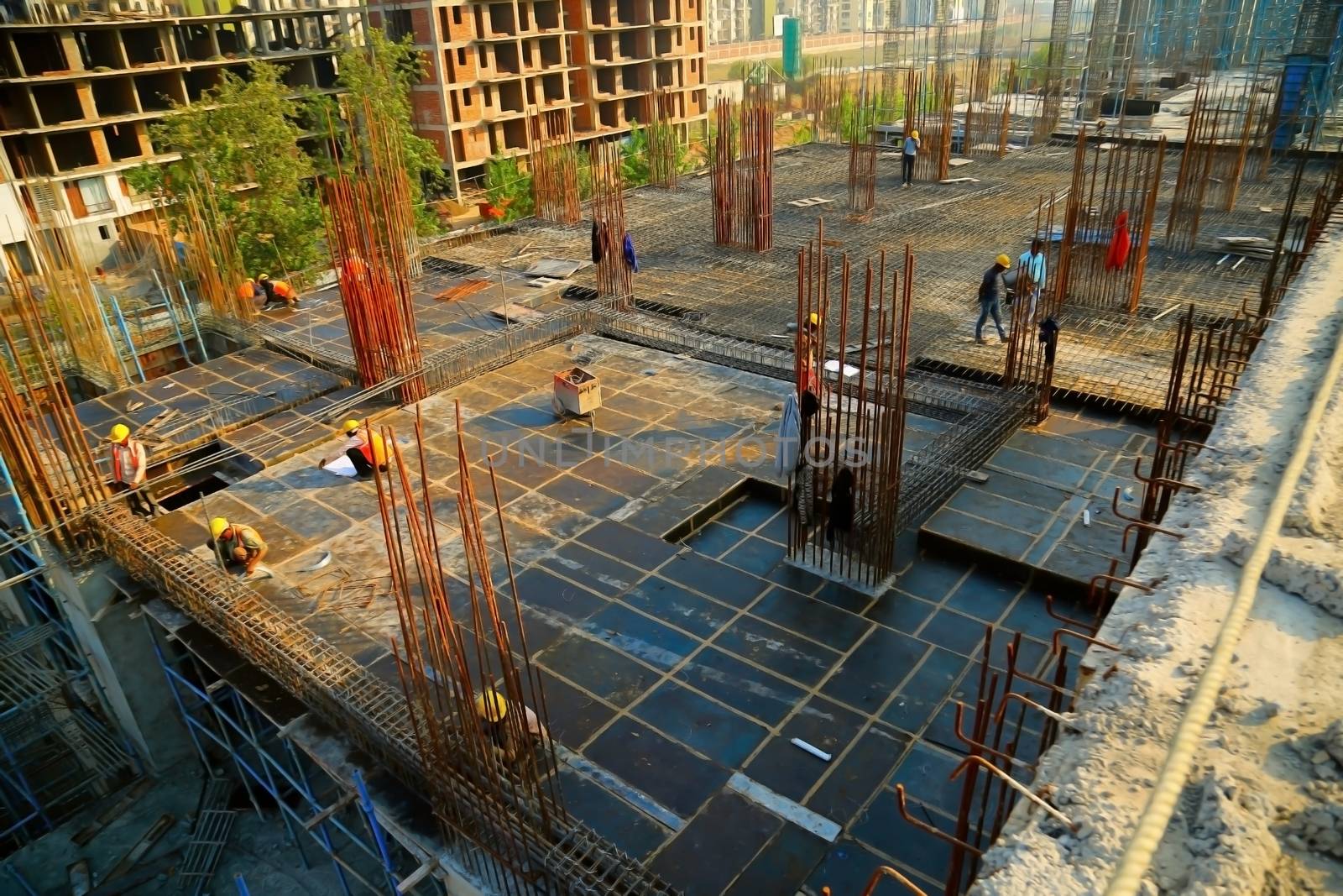 Kolkata, India - march 2018 : Top View of new construction of building in Kolkata by technicalmaanav