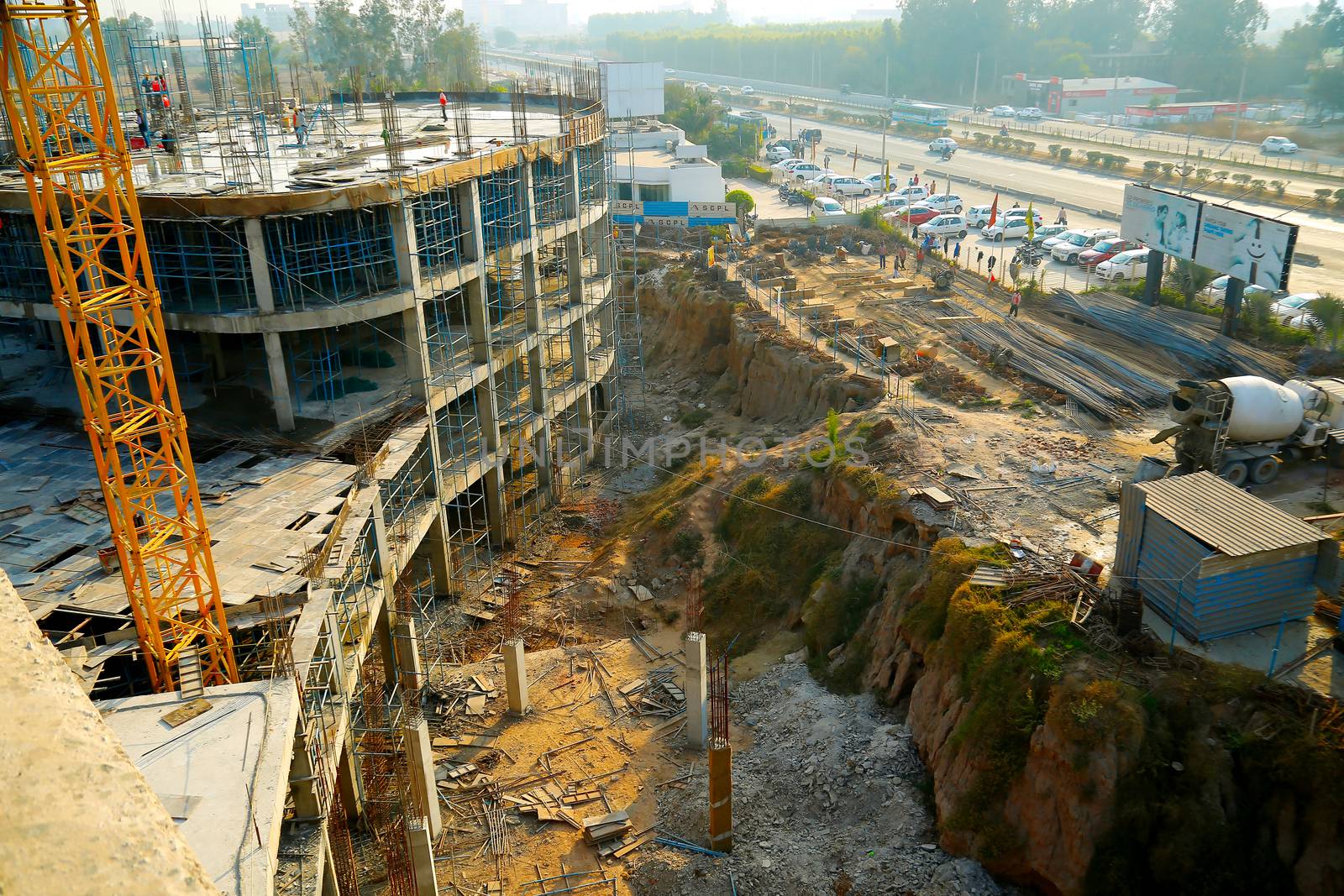 ranchi, India - march 2018 : Top View of new construction of building in ranchi