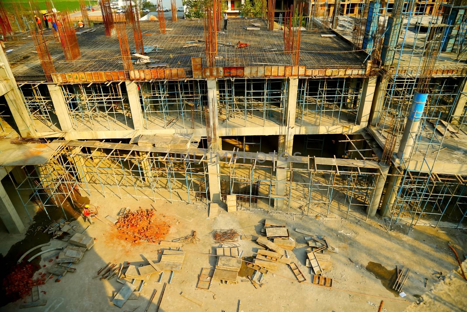 mumbai, India - march 2018 : Top View of new construction of building in mumbai by technicalmaanav